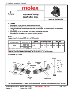 Applicators and Crimp Modules Part - 2047483700 | Molex