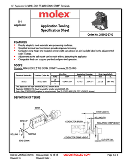 Applicators and Crimp Modules Part - 2069623700 | Molex