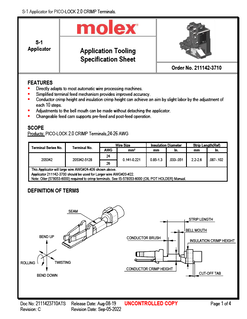 Applicators and Crimp Modules Part - 2111423710 | Molex