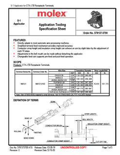 Applicators and Crimp Modules Part - 5781373700 | Molex
