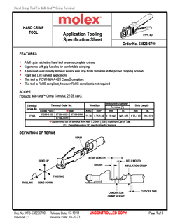 Crimp Presses and Crimp Hand Tools Part - 638236700 | Molex