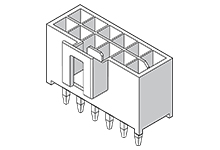 Nano-Fit Vertical Header, Through Hole, 2.50mm Pitch, Dual Row, 16 Circuits, with Kinked Pins, 0.76µm Gold (Au) Plating, Lubricated, Natural, Glow-Wire Capable, Tray