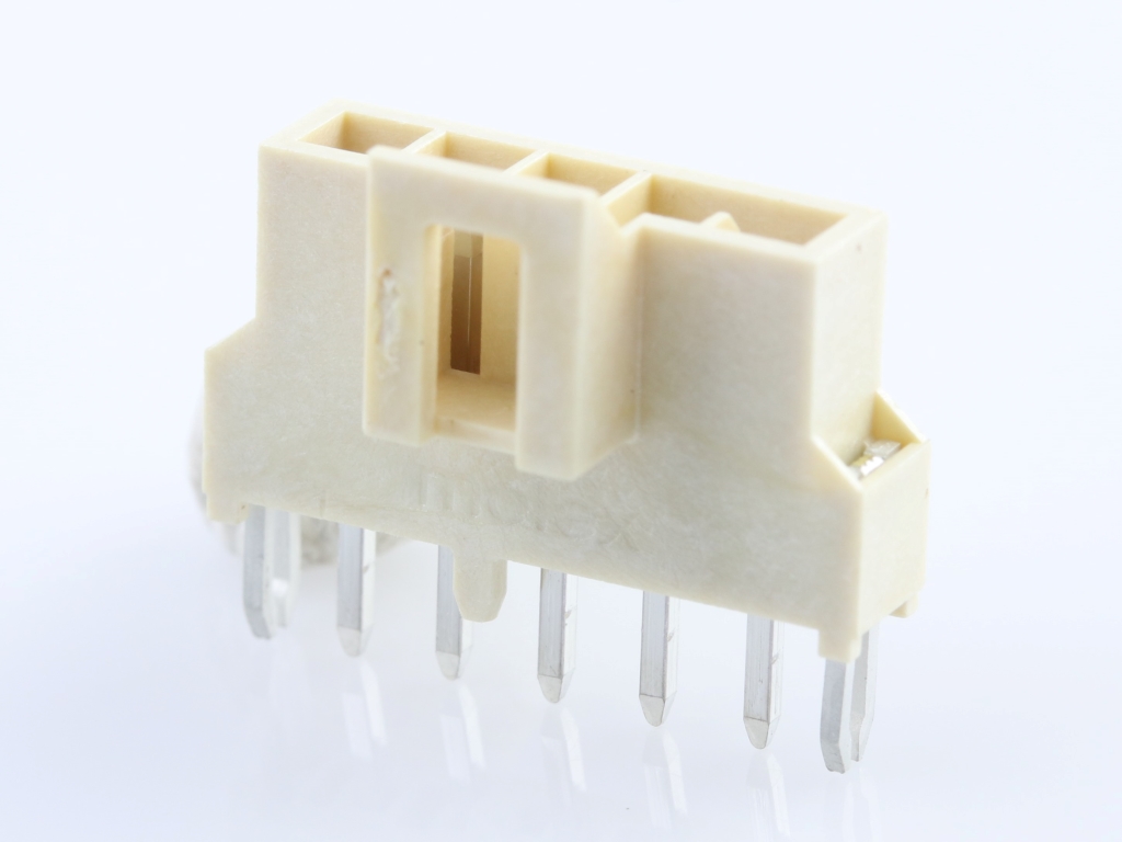 Nano-Fit Vertical Header, Through Hole, 2.50mm Pitch, Single Row, 5 Circuits, with Solder Clips, Tin (Sn) Plating, Natural, Glow-Wire Capable, Tray
