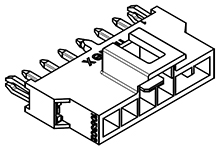 Nano-Fit Vertical Header, Through Hole, 2.50mm Pitch, Single Row, 3 Circuits, with Solder Clips, 0.76µm Gold (Au) Plating, Lubricated, Natural, Glow-Wire Capable, Tray
