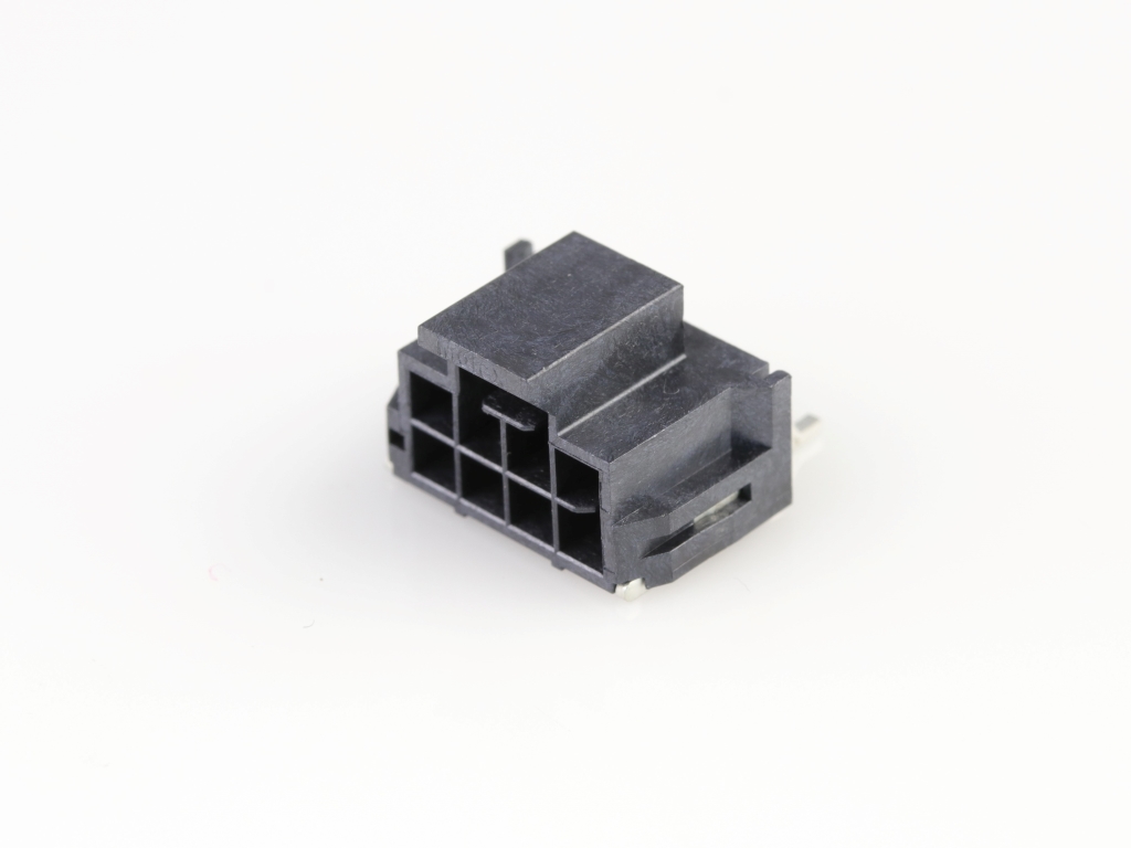 Nano-Fit Right-Angle Header, Surface Mount, 2.50mm Pitch, Dual Row, 8 Circuits, 0.76µm Gold (Au) Plating, Black, Glow-Wire Capable