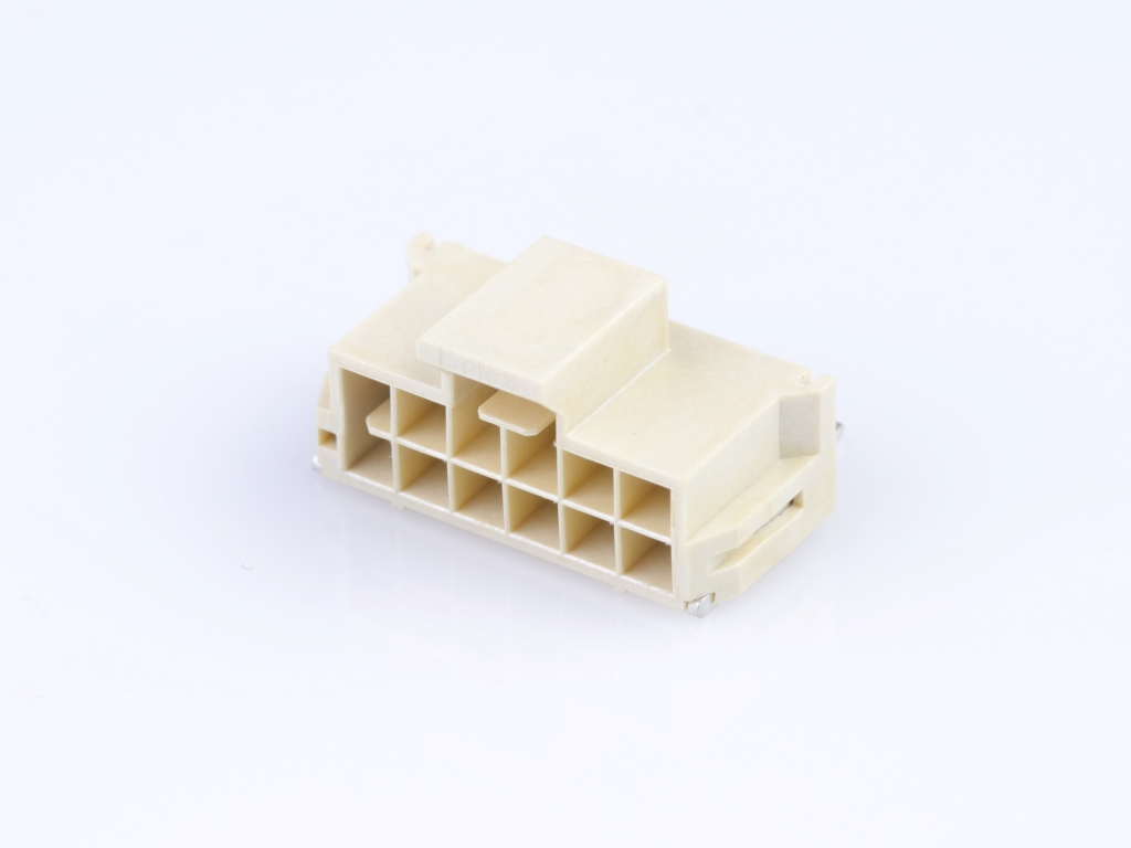 Nano-Fit Right-Angle Header, Surface Mount, 2.50mm Pitch, Dual Row, 12 Circuits, 0.38µm Gold (Au) Plating, Natural, Glow-Wire Capable
