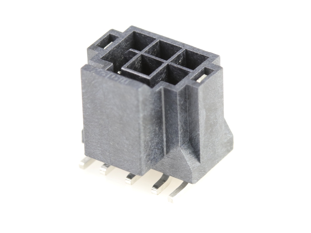 Nano-Fit Vertical Header, Surface Mount, 2.50mm Pitch, Dual Row, 6 Circuits, 0.38µm Gold (Au) Plating, Black, Glow-Wire Capable