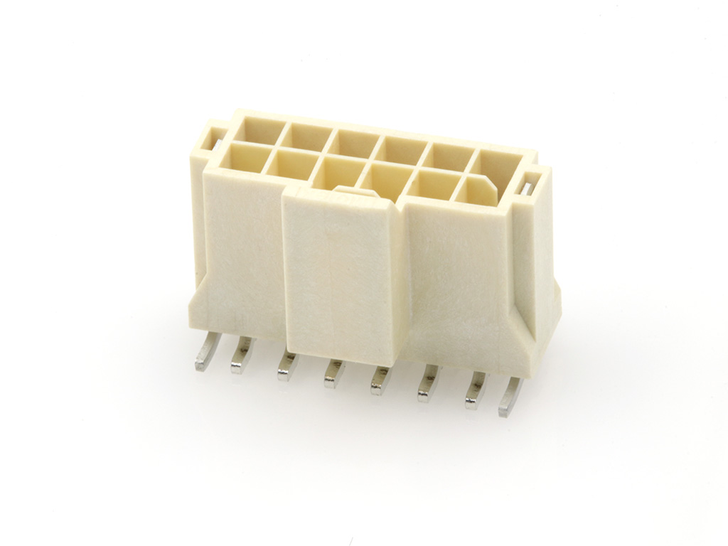 Nano-Fit Vertical Header, Surface Mount, 2.50mm Pitch, Dual Row,12 Circuits, 0.76µm Tin (Sn) Plating, Natural, Glow-Wire Capable