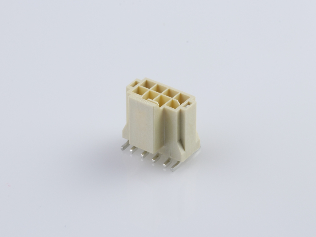 Nano-Fit Vertical Header, Surface Mount, 2.50mm Pitch, Dual Row, 8 Circuits, 0.76µm Gold (Au) Plating, Natural, Glow-Wire Capable