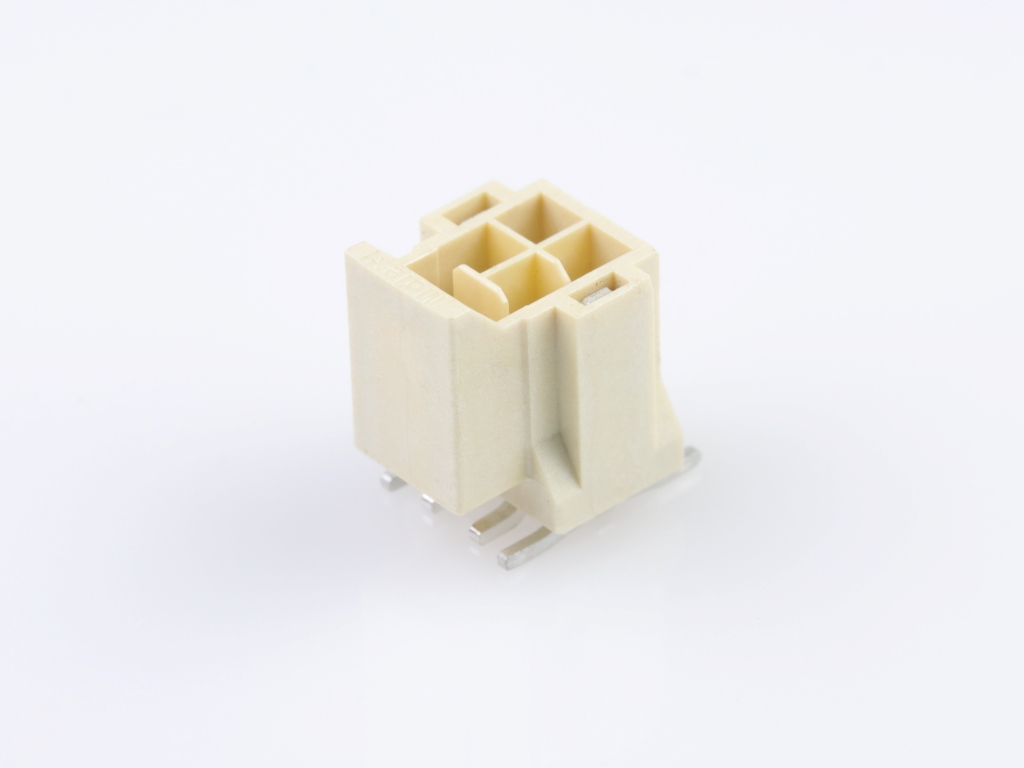Nano-Fit Vertical Header, Surface Mount, 2.50mm Pitch, Dual Row, 4 Circuits, 0.76µm Gold (Au) Plating, Lubricated, Natural, Glow-Wire Capable