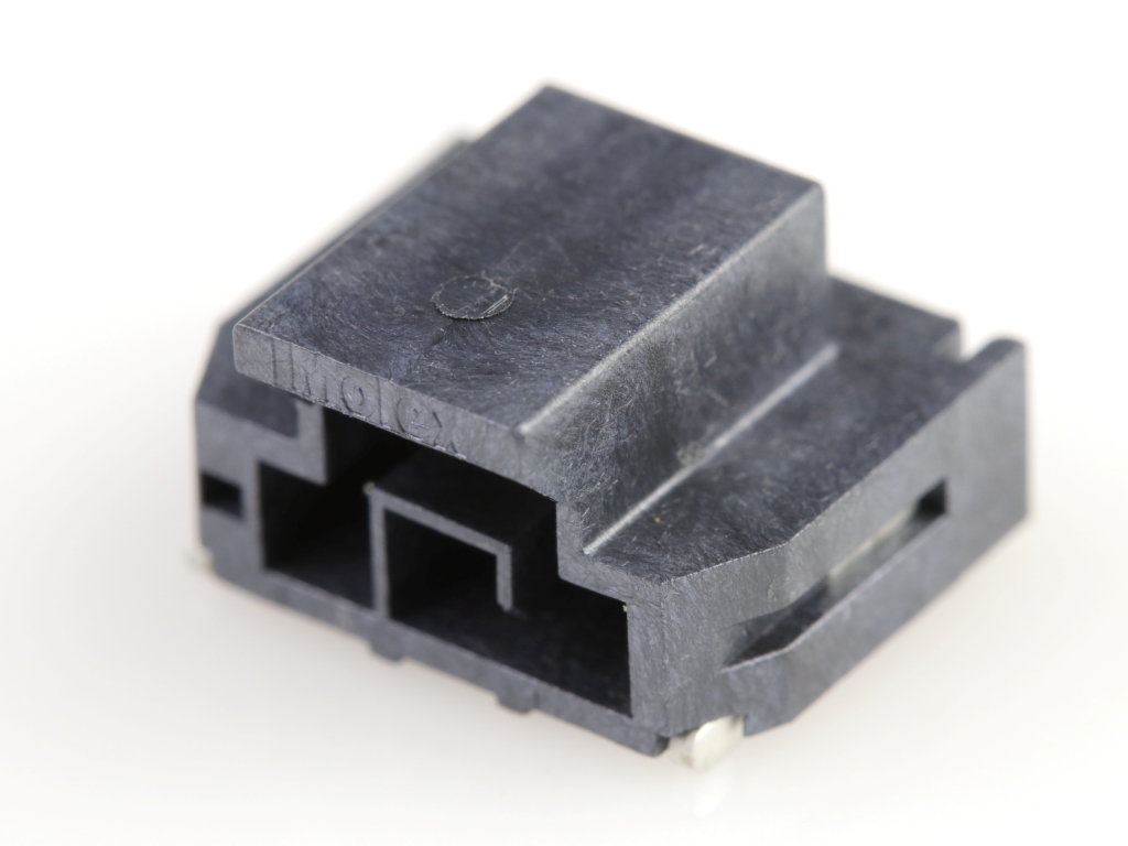 Nano-Fit Right-Angle Header, Surface Mount, 2.50mm Pitch, Single Row, 3 Circuits, 0.76µm Tin (Sn) Plating, Black, Glow-Wire Capable