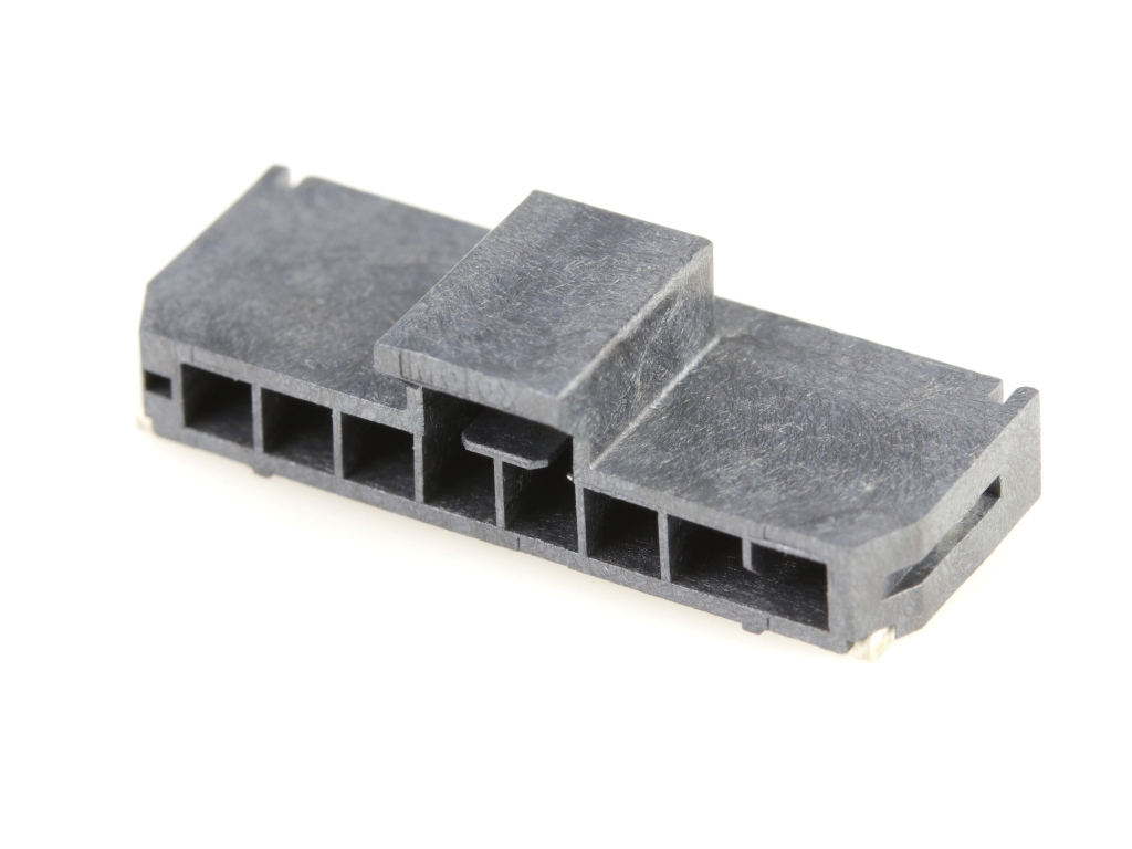 Nano-Fit Right-Angle Header, Surface Mount, 2.50mm Pitch, Single Row, 8 Circuits, 0.76µm Tin (Sn) Plating, Black, Glow-Wire Capable