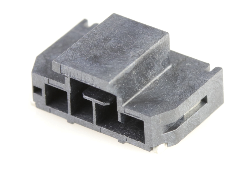 Nano-Fit Right-Angle Header, Surface Mount, 2.50mm Pitch, Single Row, 4 Circuits, 0.38µm Gold (Au) Plating, Black, Glow-Wire Capable