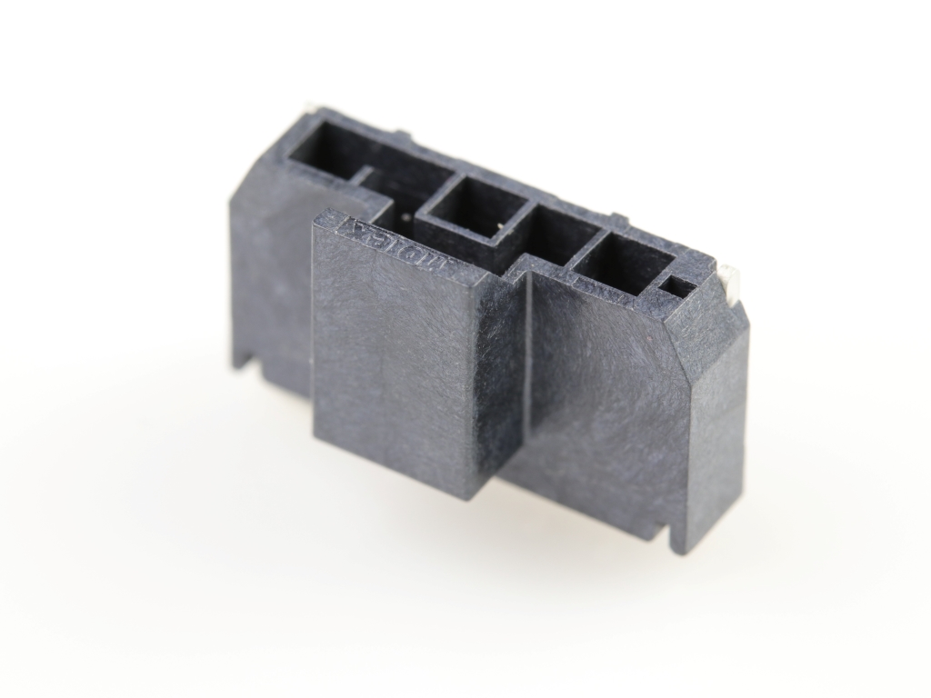 Nano-Fit Right-Angle Header, Surface Mount, 2.50mm Pitch, Single Row, 5 Circuits, 0.38µm Gold (Au) Plating, Black, Glow-Wire Capable