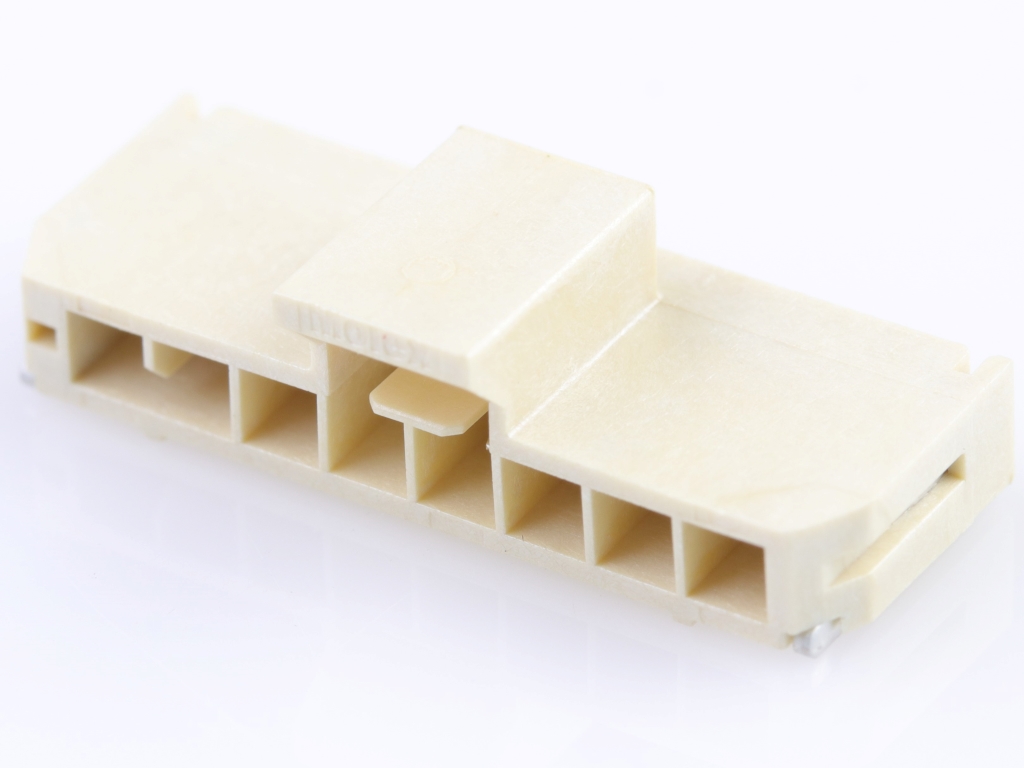 Nano-Fit Right-Angle Header, Surface Mount, 2.50mm Pitch, Single Row, 8 Circuits, 0.76µm Gold (Au) Plating, Natural, Glow-Wire Capable