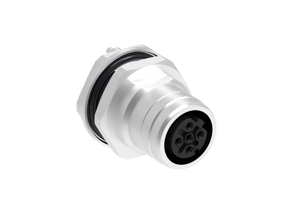 4 Position Circular Connector Receptacle, Female Sockets Solder