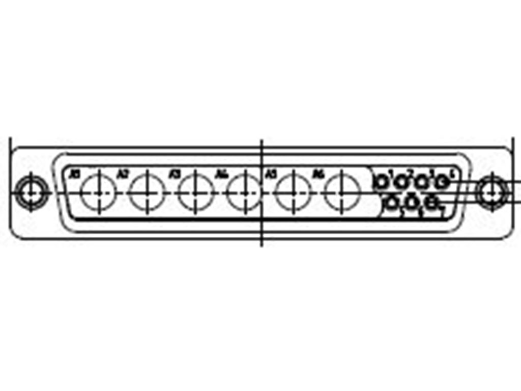 13 (7 + 6 Coax or Power) Position D-Sub, Combo Receptacle, Female Sockets Connector