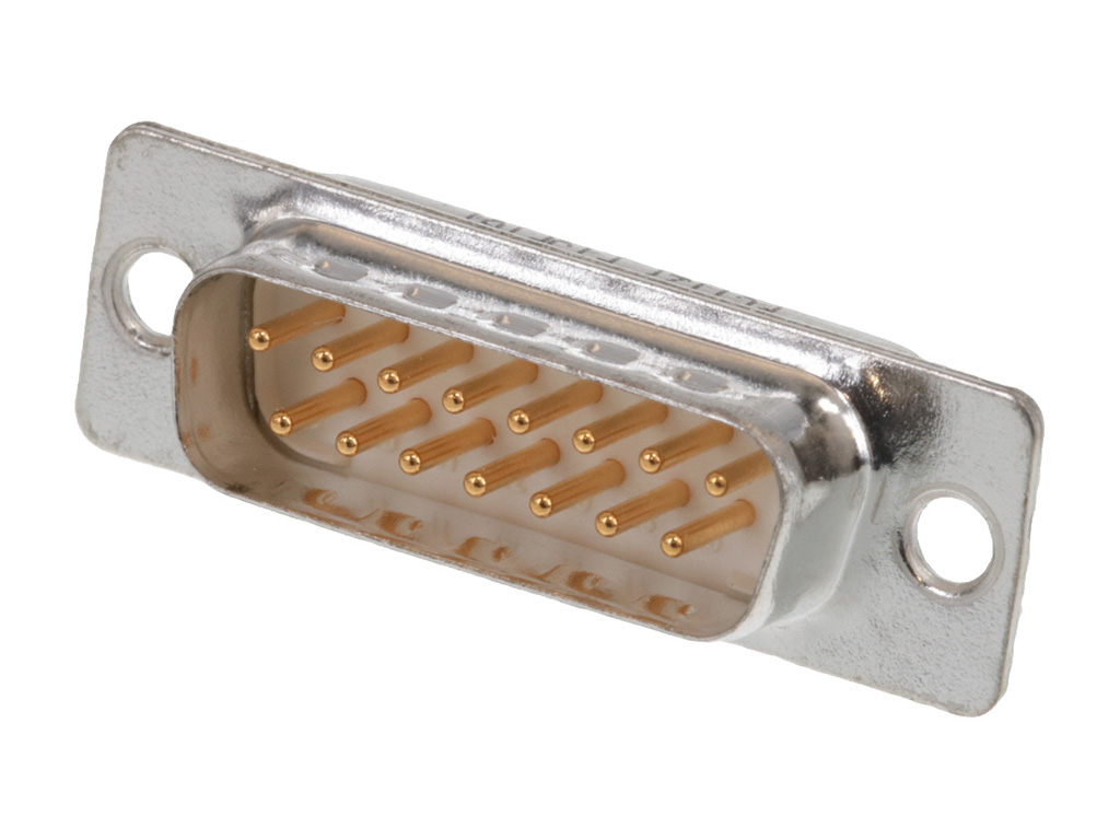 15 Position D-Sub Plug, Male Pins Connector