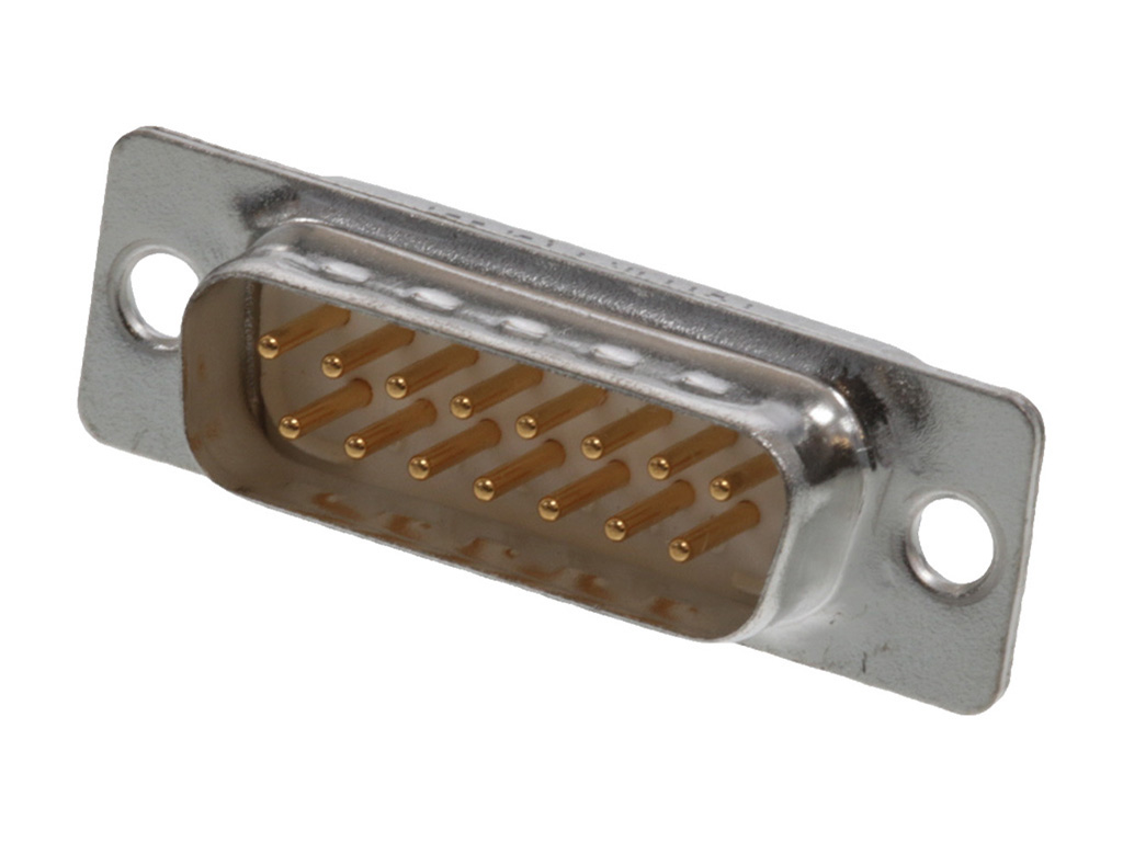 15 Position D-Sub Plug, Male Pins Connector