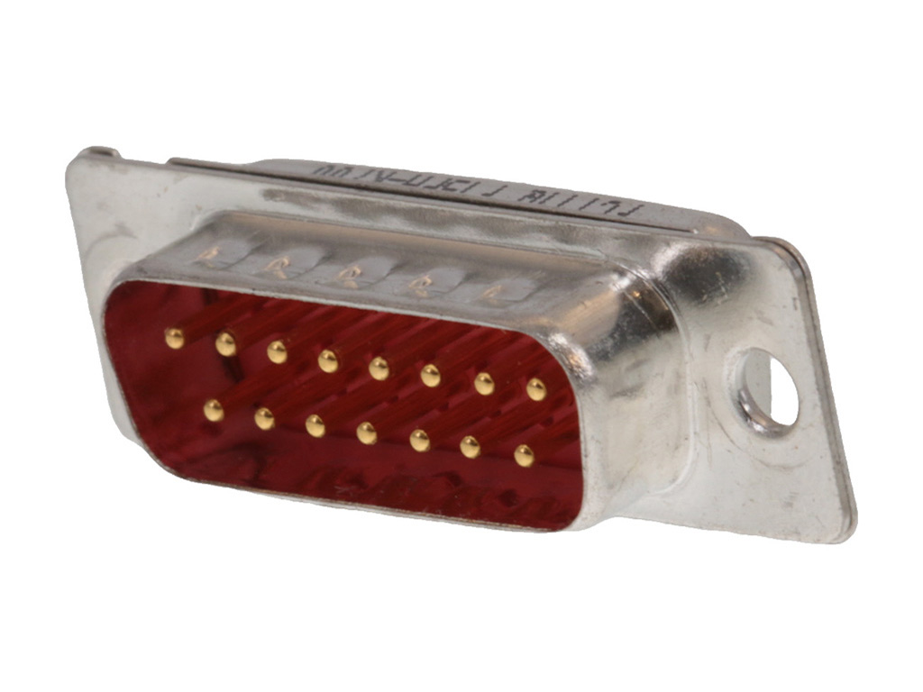15 Position D-Sub Plug, Male Pins Connector