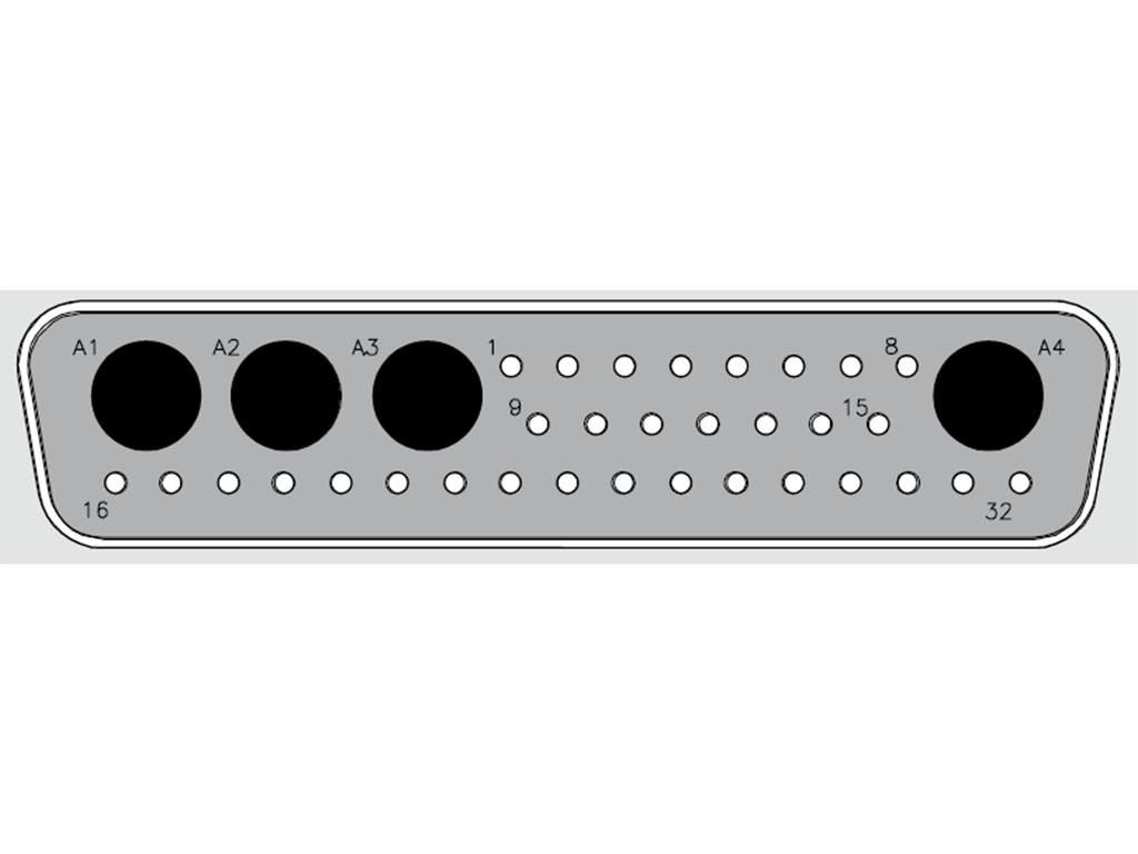 Receptacle for Female Contacts Housing D-Sub, Combo Connector 36 (32 + 4 Coax or Power) Position