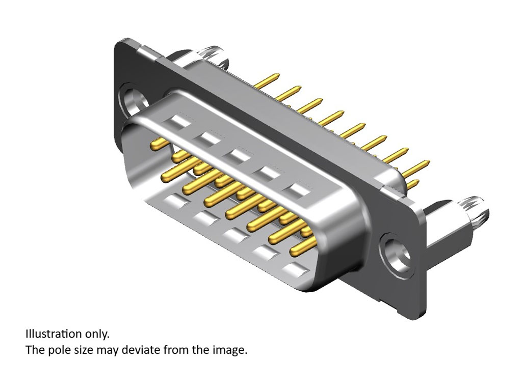 9 Position D-Sub Plug, Male Pins Connector
