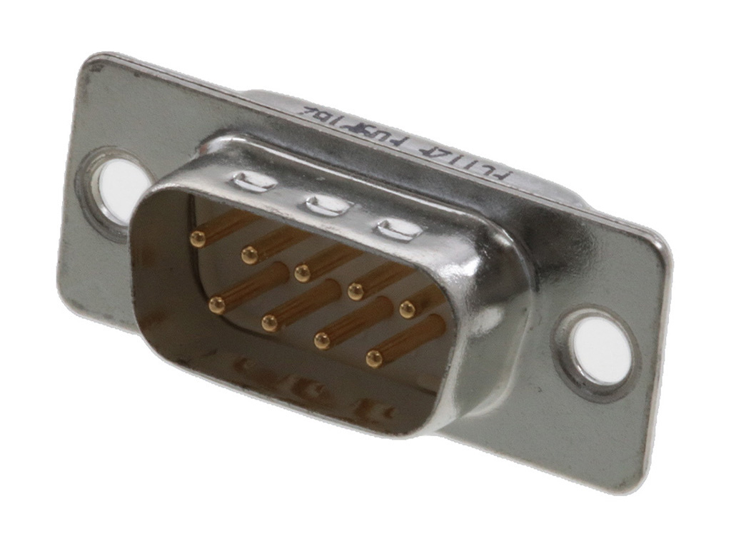 9 Position D-Sub Plug, Male Pins Connector