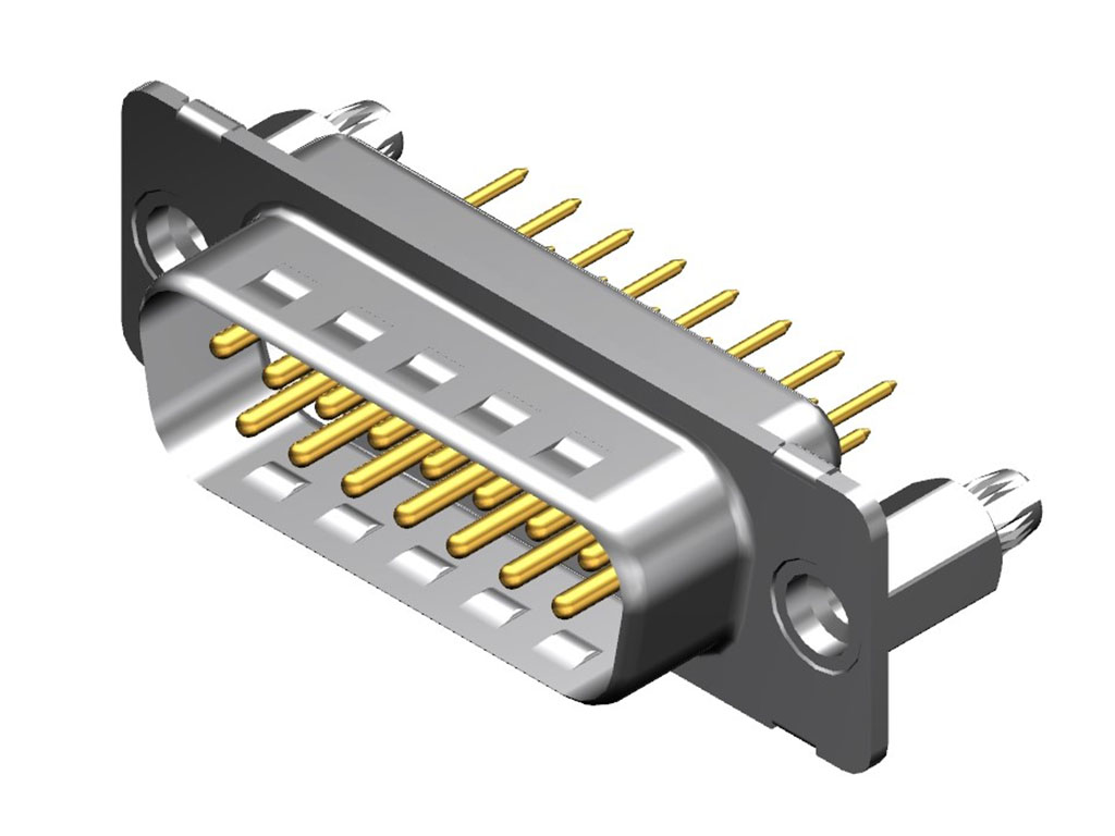15 Position D-Sub Plug, Male Pins Connector