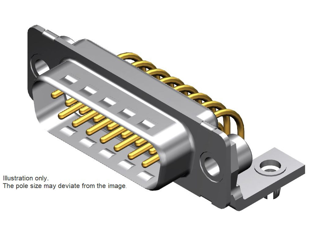 9 Position D-Sub Plug, Male Pins Connector