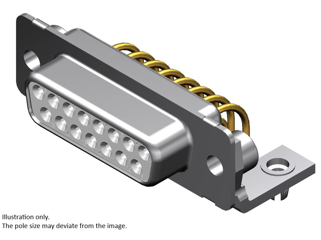15 Position D-Sub Receptacle, Female Sockets Connector