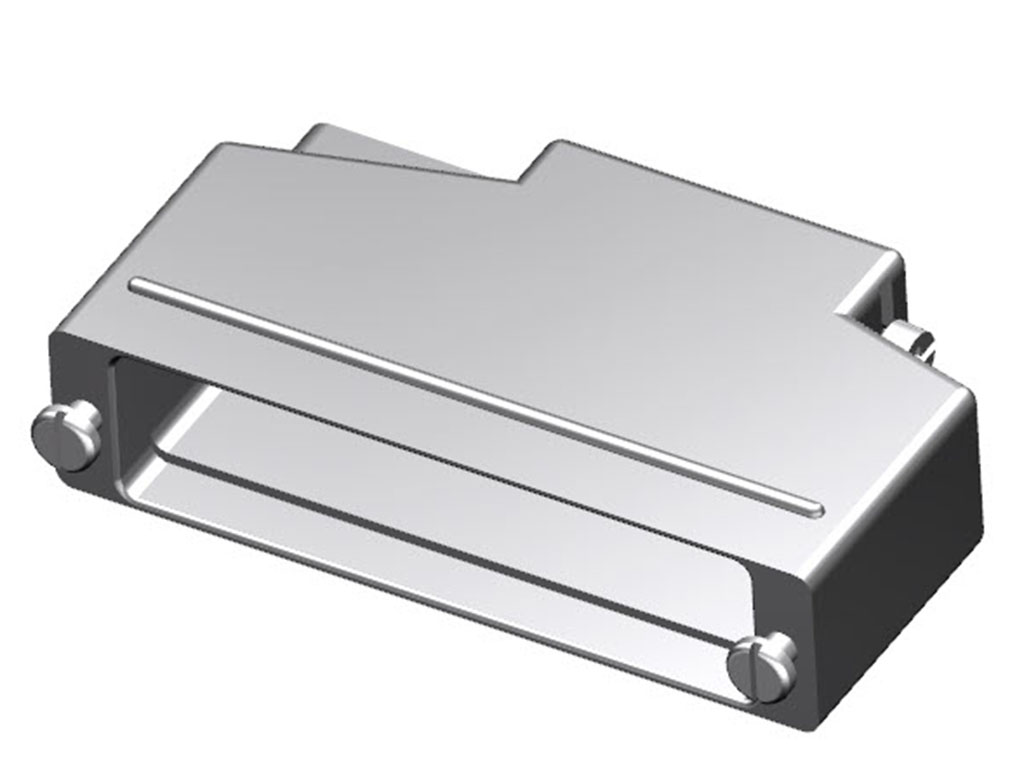 50 Position One Piece Backshell Connector Gray 180° Unshielded