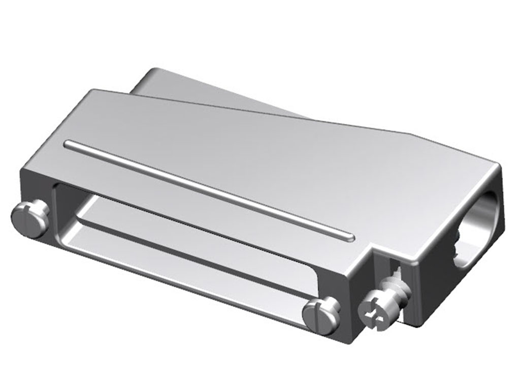 25 Position One Piece Backshell Connector Gray 90° Unshielded