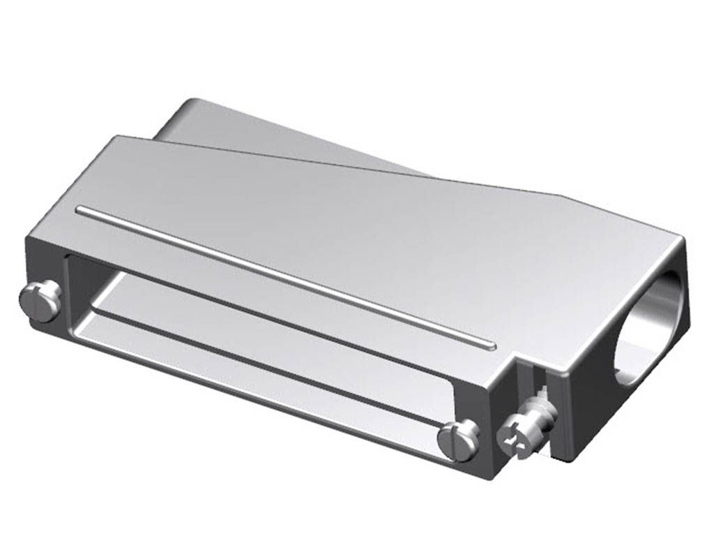 50 Position One Piece Backshell Connector Gray 90° Unshielded