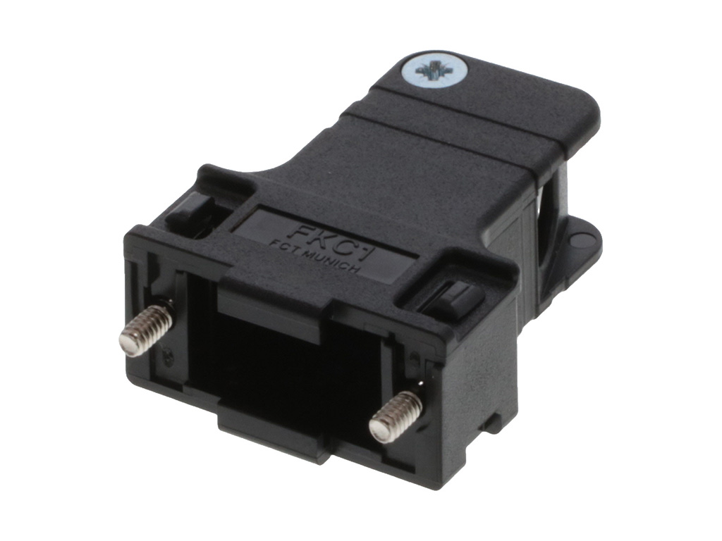 9 Position Two Piece Backshell Connector Black 70° Unshielded