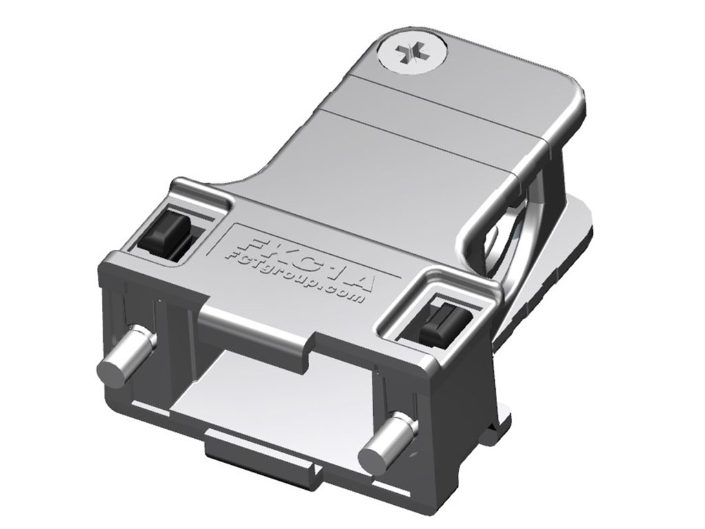 9 Position Two Piece Backshell Connector Silver 80° Shielded