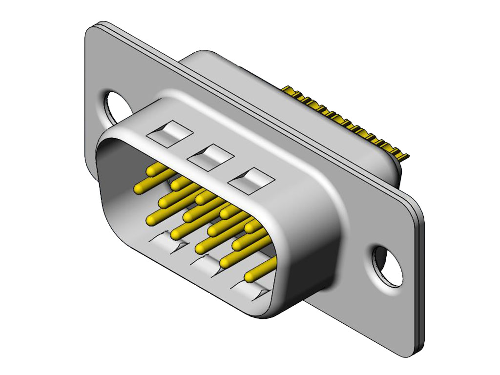 15 Position D-Sub, High Density Plug, Male Pins Connector