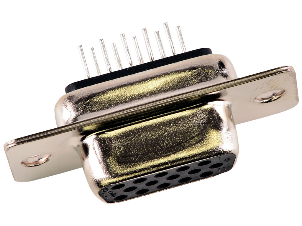 15 Position D-Sub, High Density Receptacle, Female Sockets Connector