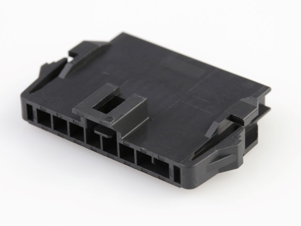 Nano-Fit Plug Housing, TPA Capable, 2.50mm Pitch, Single Row, 8 Circuits, Black, Panel Mount, Glow-Wire Capable