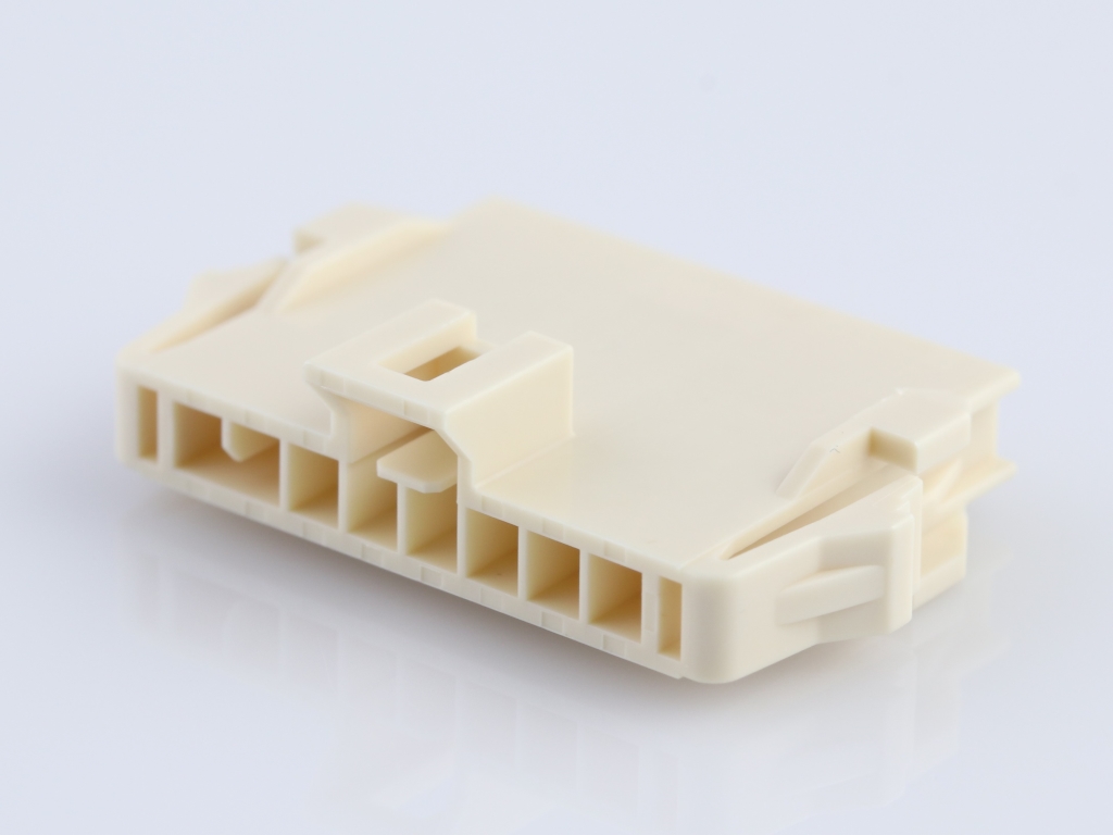 Nano-Fit Plug Housing, TPA Capable, 2.50mm Pitch, Single Row, 8 Circuits, Natural, Panel Mount, Glow-Wire Capable