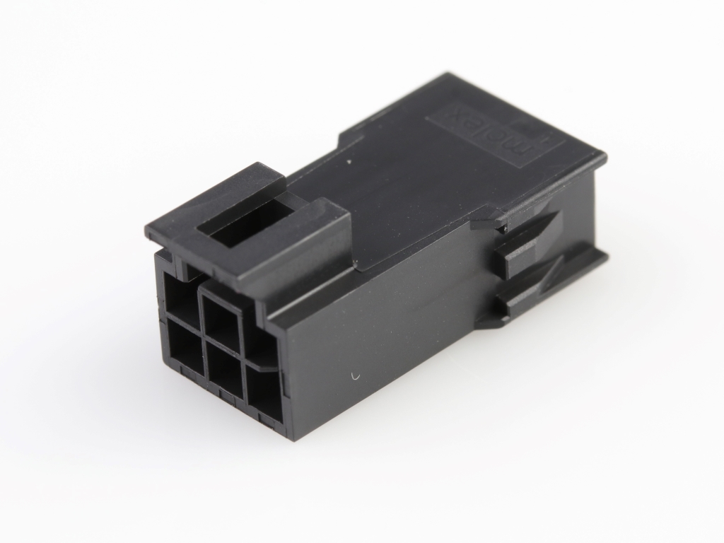 Nano-Fit Plug Housing, TPA Capable, 2.50mm Pitch, Dual Row, 6 Circuits, Black, Glow-Wire Capable