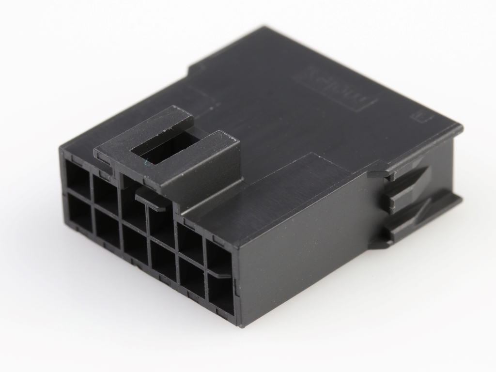 Nano-Fit Plug Housing, TPA Capable, 2.50mm Pitch, Dual Row, 12 Circuits, Black, Glow-Wire Capable