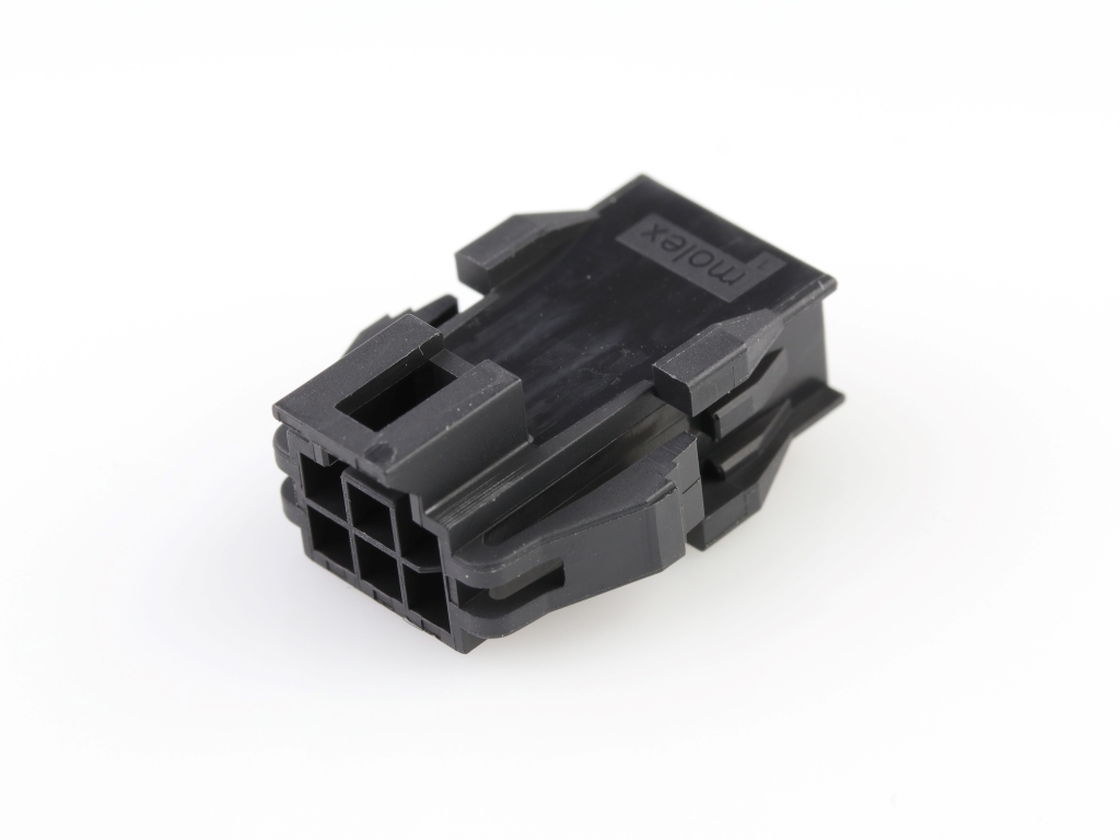 Nano-Fit Plug Housing, TPA Capable, 2.50mm Pitch, Dual Row, 6 Circuits, Black, Panel Mount, Glow-Wire Capable