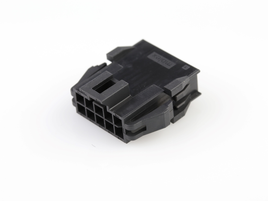 Nano-Fit Plug Housing, TPA Capable, 2.50mm Pitch, Dual Row, 10 Circuits, Black, Panel Mount, Glow-Wire Capable