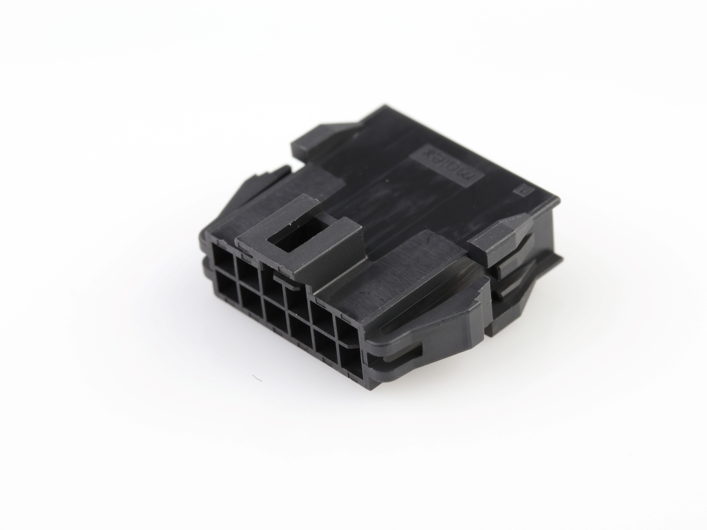 Nano-Fit Plug Housing, TPA Capable, 2.50mm Pitch, Dual Row, 12 Circuits, Black, Panel Mount, Glow-Wire Capable