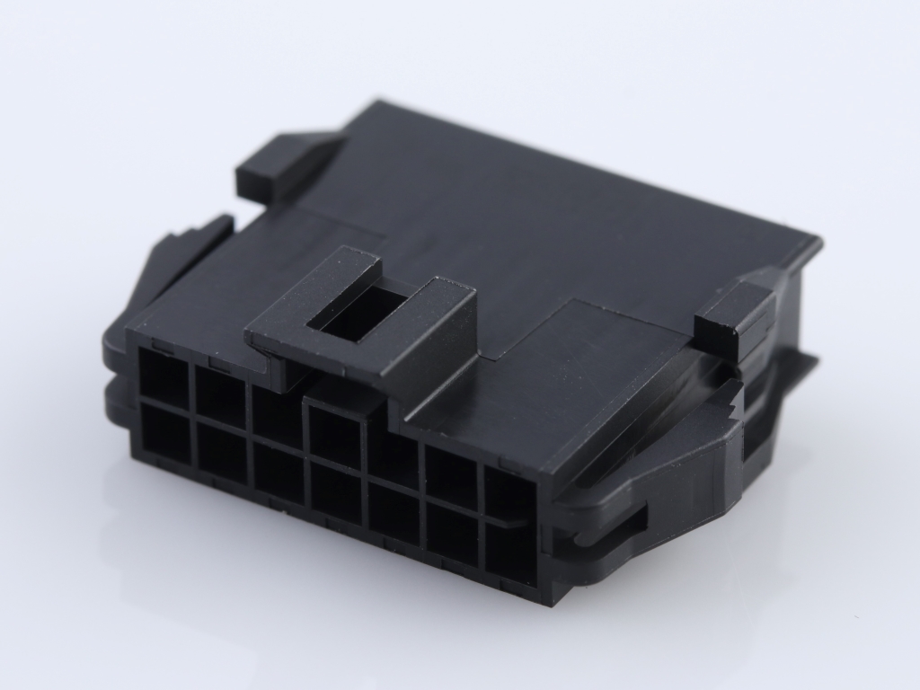 Nano-Fit Plug Housing, TPA Capable, 2.50mm Pitch, Dual Row, 14 Circuits, Black, Panel Mount, Glow-Wire Capable