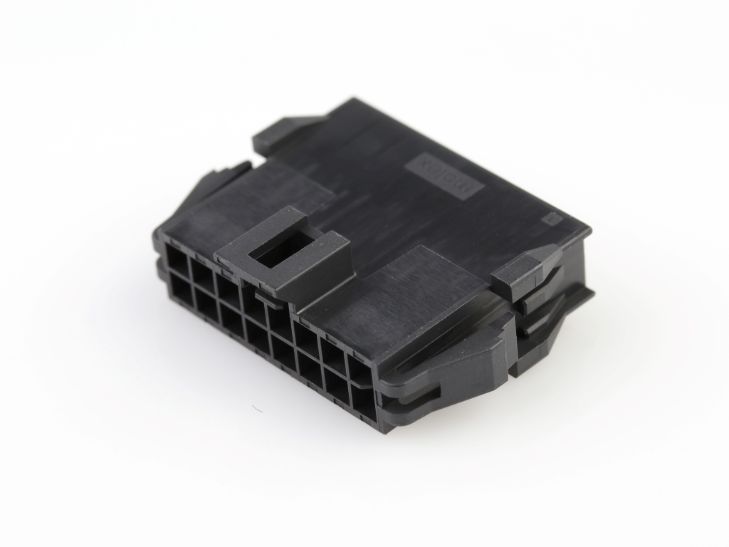 Nano-Fit Plug Housing, TPA Capable, 2.50mm Pitch, Dual Row, 16 Circuits, Black, Panel Mount, Glow-Wire Capable