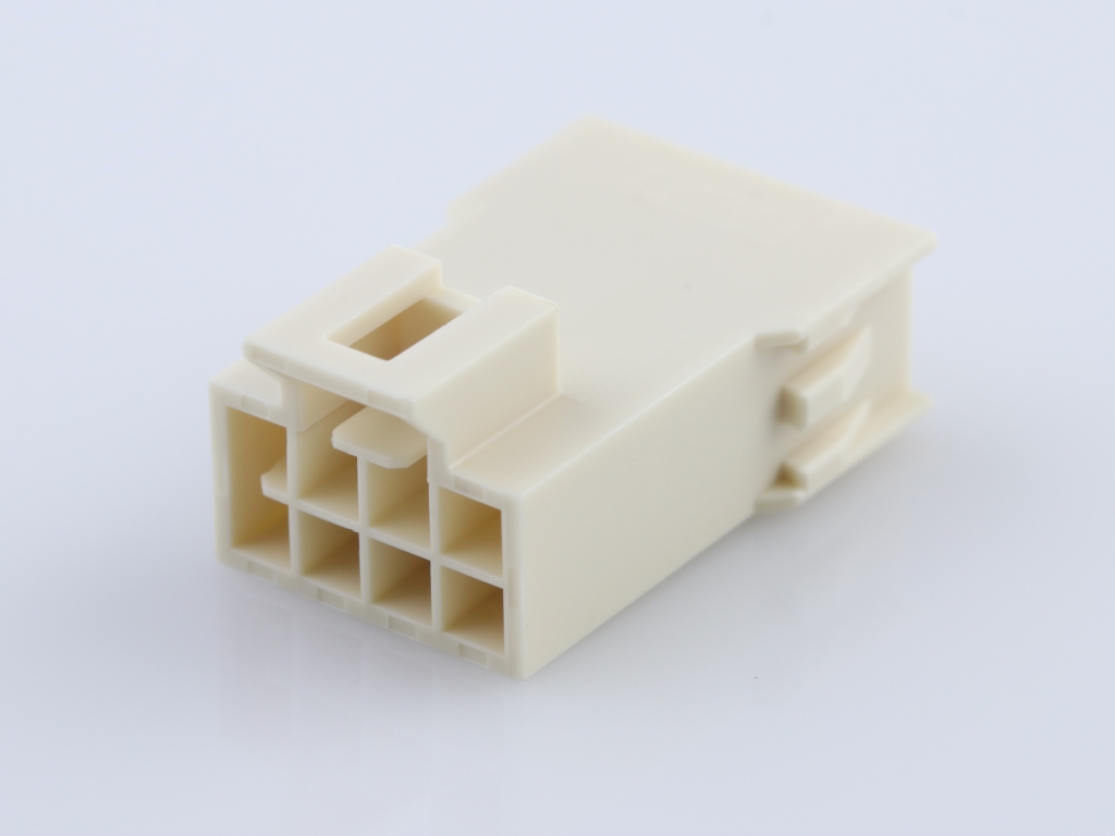 Nano-Fit Plug Housing, TPA Capable, 2.50mm Pitch, Dual Row, 8 Circuits, Natural, Glow-Wire Capable