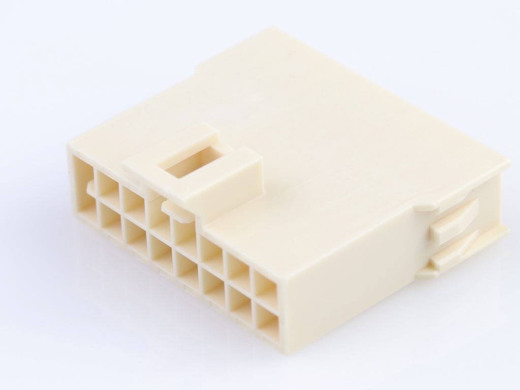 Nano-Fit Plug Housing, TPA Capable, 2.50mm Pitch, Dual Row, 16 Circuits, Natural, Glow-Wire Capable