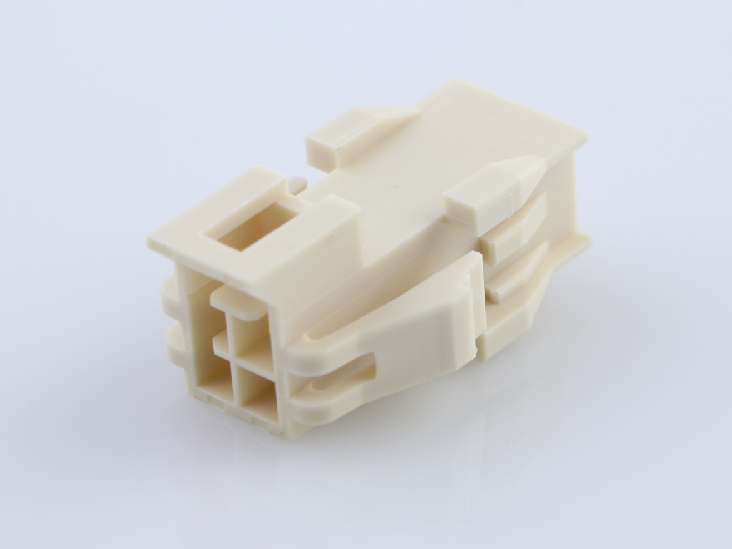 Nano-Fit Plug Housing, TPA Capable, 2.50mm Pitch, Dual Row, 4 Circuits, Natural, Panel Mount, Glow-Wire Capable