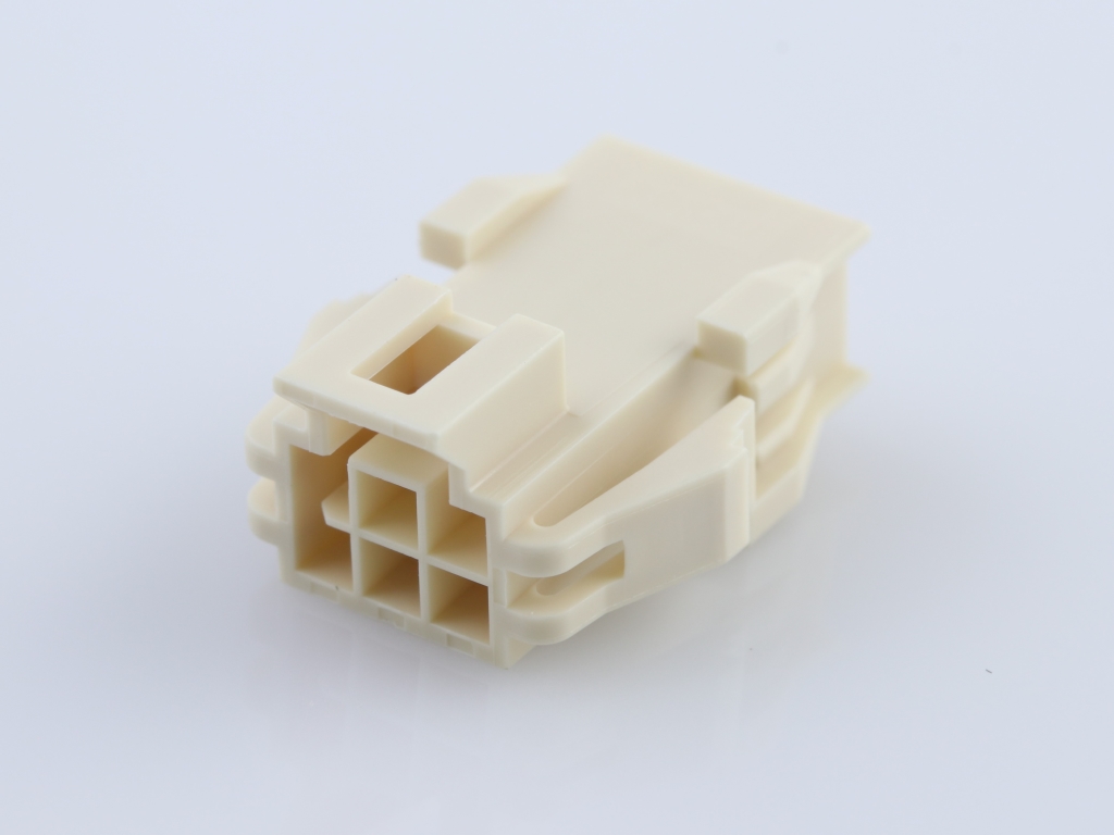 Nano-Fit Plug Housing, TPA Capable, 2.50mm Pitch, Dual Row, 6 Circuits, Natural, Panel Mount, Glow-Wire Capable
